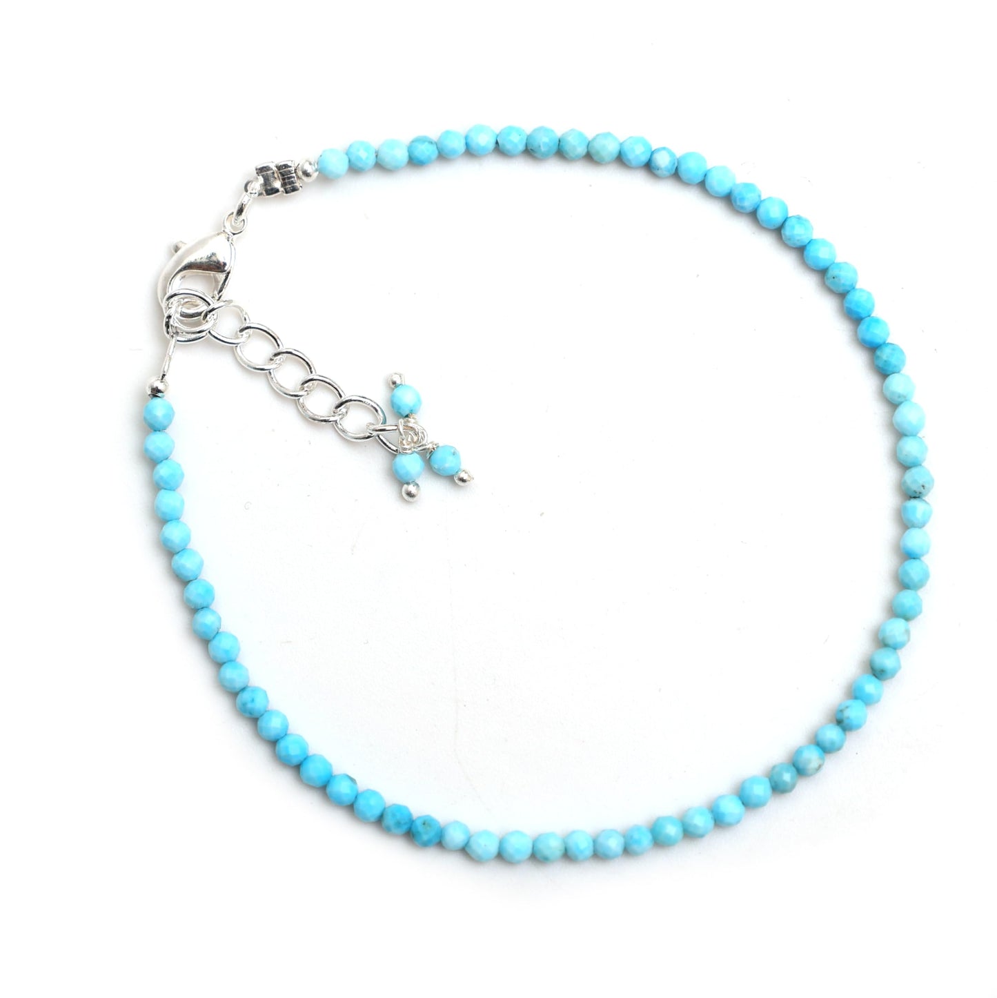 Gempires Turquoise Bracelet for Women | Dainty Handmade Gemstone Beads 2.5 mm | Minimalist Stacking Bracelet | Adjustable Lightweight Everyday Jewelry | Boho Blue Stone Gift for Her