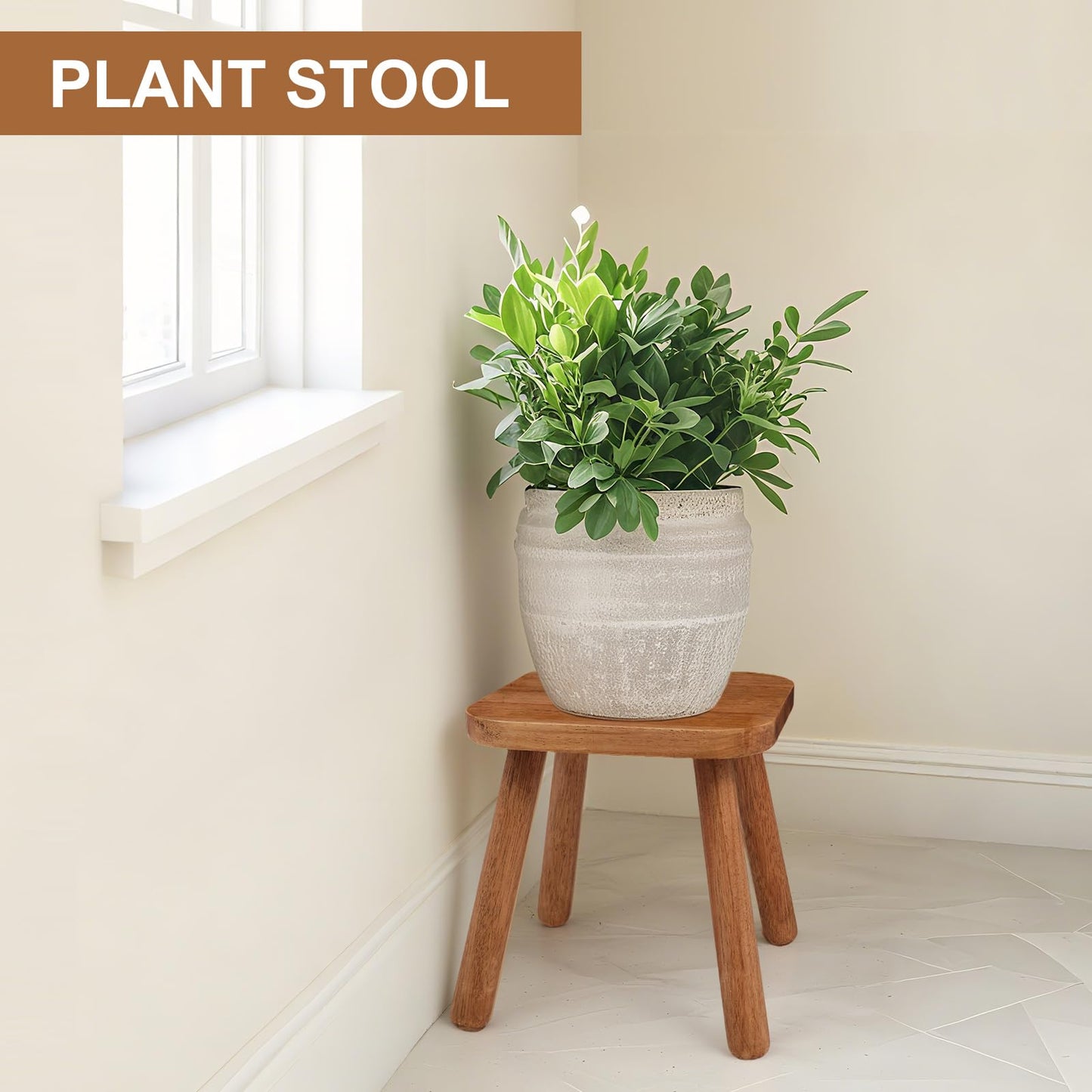 zaowofires Solid Wood Step Stool，Wooden Plant Stool, Wood Plant Stand, Round Footstool, Removable Portable, Small Short Shoe Changing Stool (Walnut, 11.7inch)