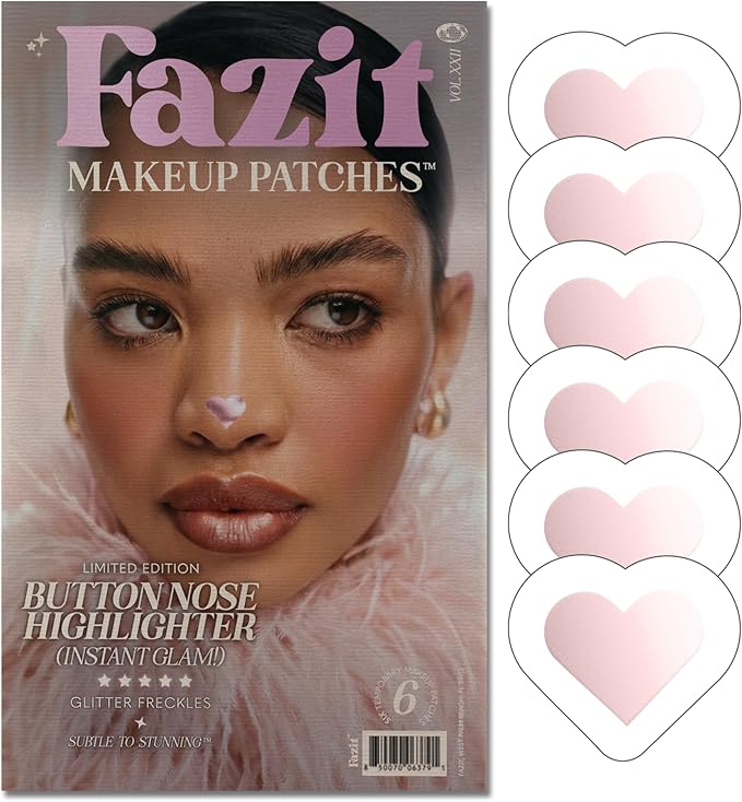 Fazit Makeup Patches - Button Nose Highlighter - Glow Up Make-Up Patches - Cute Glitter Makeup Accessories for Women - Cosmetic Glitter for Face
