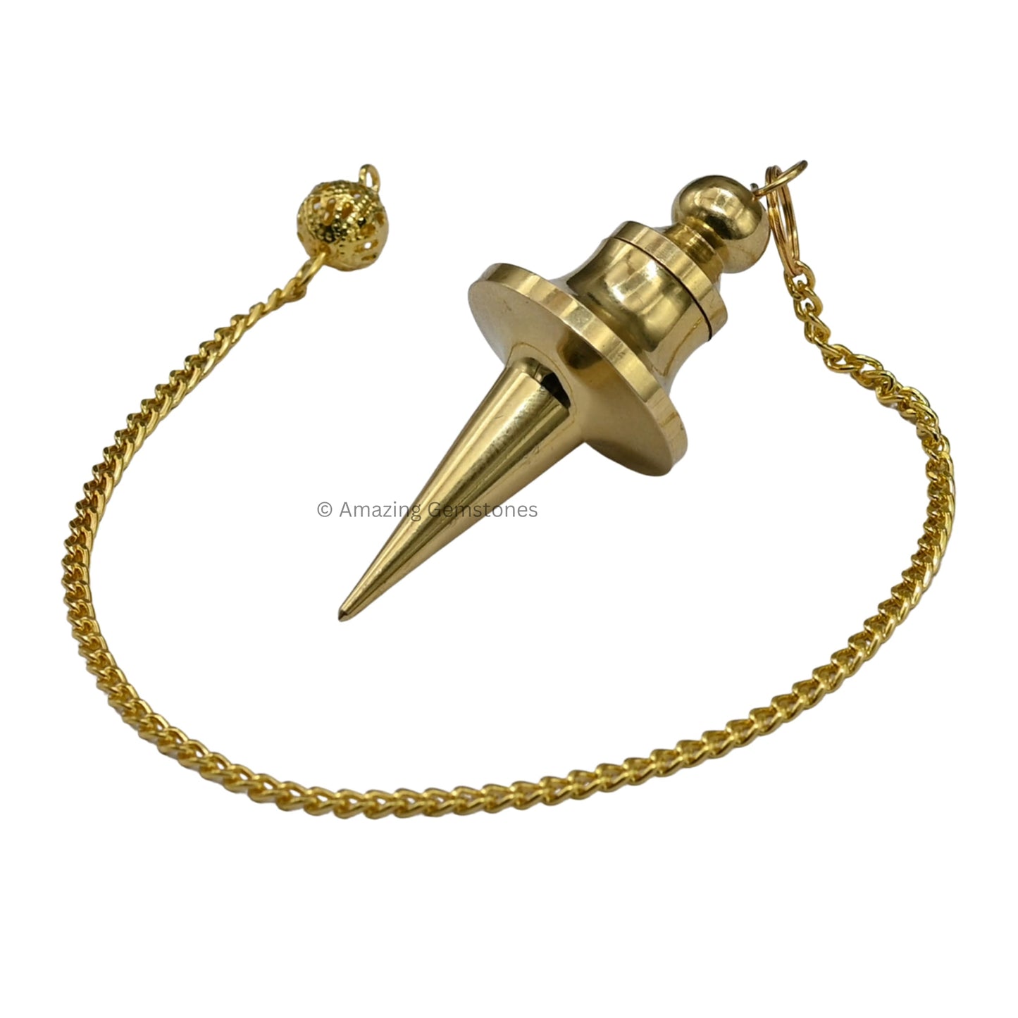 Amazing Gemstone Healing Metal Pendulums for Divination, Gold Long Point with Disc Steel Copper Pendulum High Energy Pendulo de Bronce Pendulos de Mesa MP100