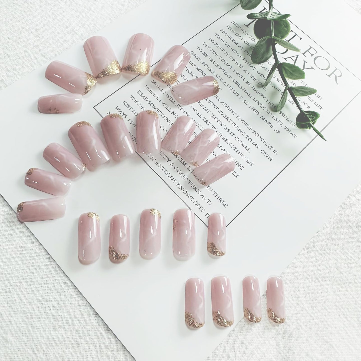 FJSMTOPl Press on Nails Short Fake Nails Acrylic False Nails Press ons Acrylic Nails Glossy Glue on Nails Artificial Stick on Nail for Women Manicure 24pcs