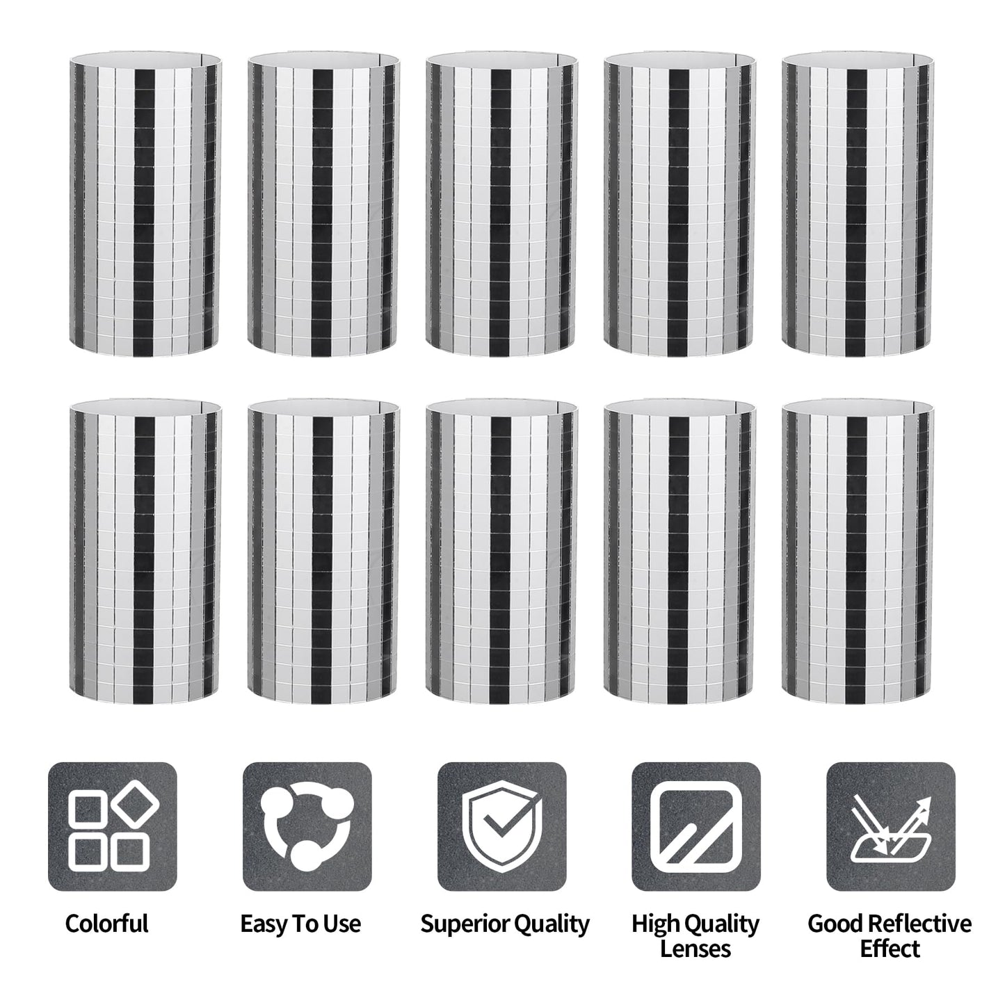 Mosaic Tiles, 10 x 10 mm 4500 PCS Self-Adhesive Disco Tiles, Silver Square Disco Ball Stickers for DIY Craft Party Decoration