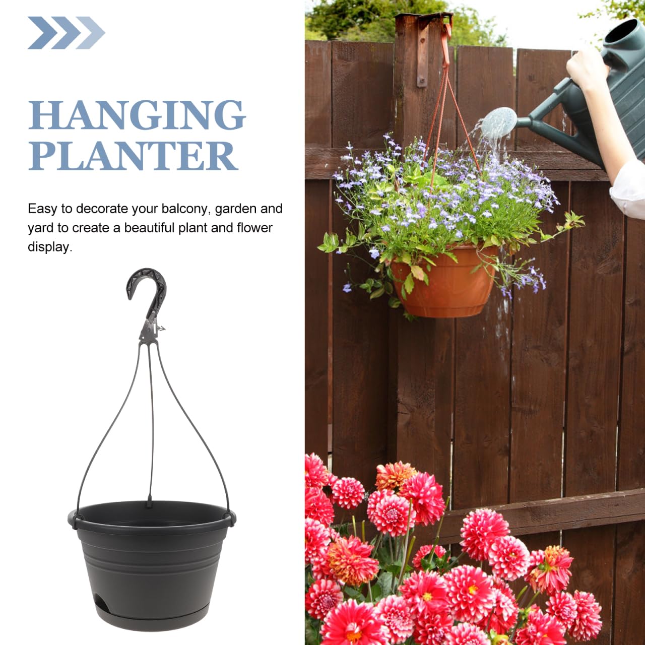 DOITOOL 3PCS Plastic Hanging Planter Pots Small Hanging Flower Pot, Orchid Pots 6.7 Inch Chain Baskets for Outdoor Indoor Plants and Balcony Decoration (Grey)