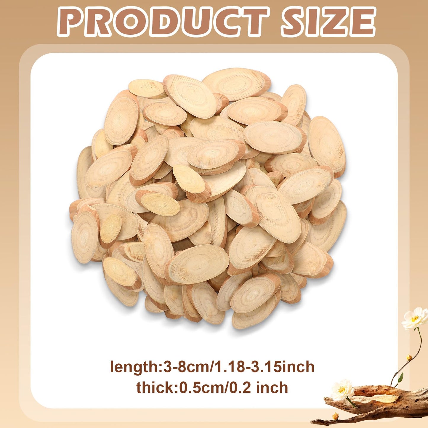 Gerrii 90 Pcs Irregular Natural Driftwood Chips for DIY Dried Wood Strips Oval Wood Chips for Table Decorations DIY Crafts Beach Decorations Card Making Photography Props Home Wedding Party Decor