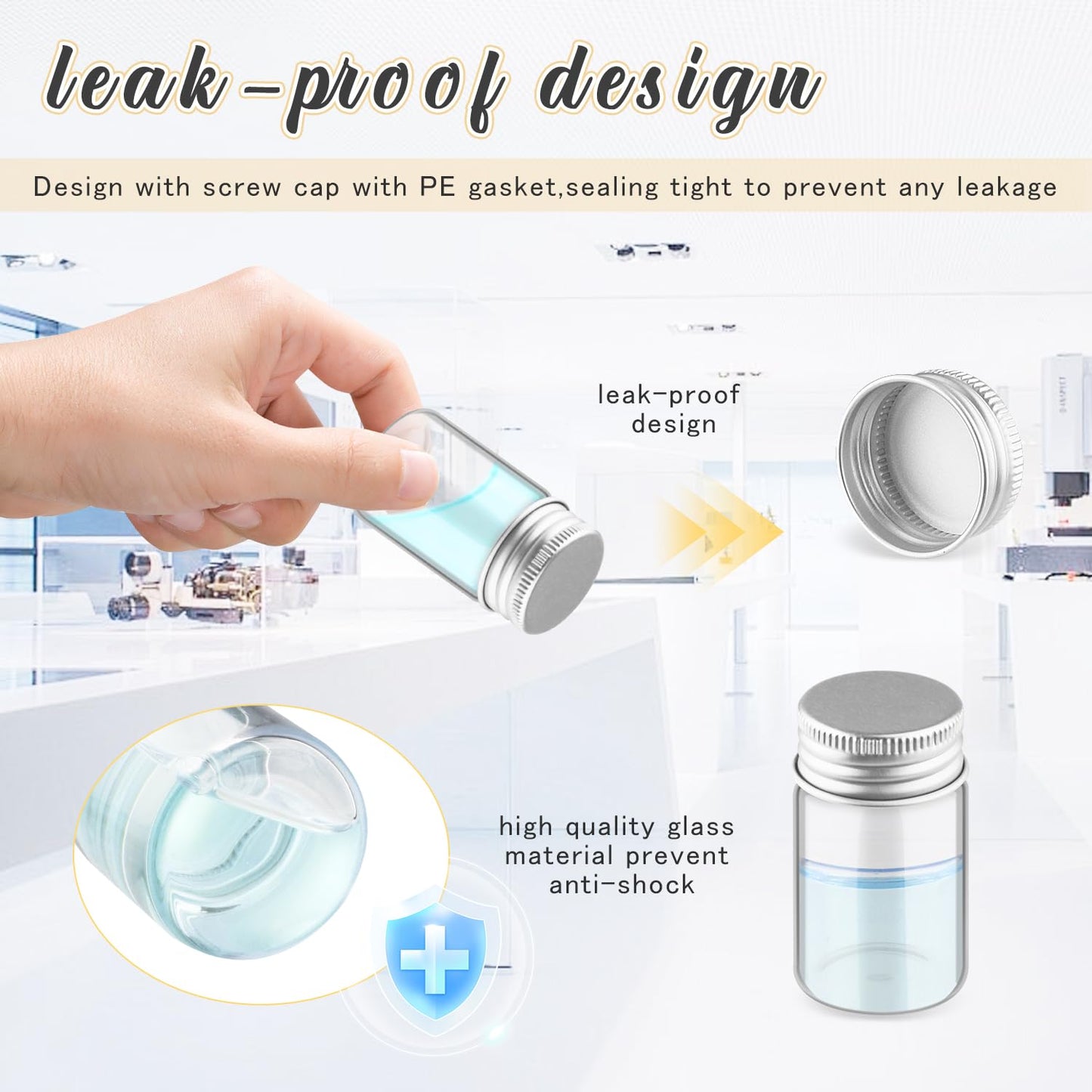 Wresty 40 Pack 20ml/0.68oz Glass Vials With Aluminum Screw Caps Empty Sample Bottles Container Small Glass Jars For DIY Cosmetics Art Craft Decor Jewelry Storage 30mmx50mm