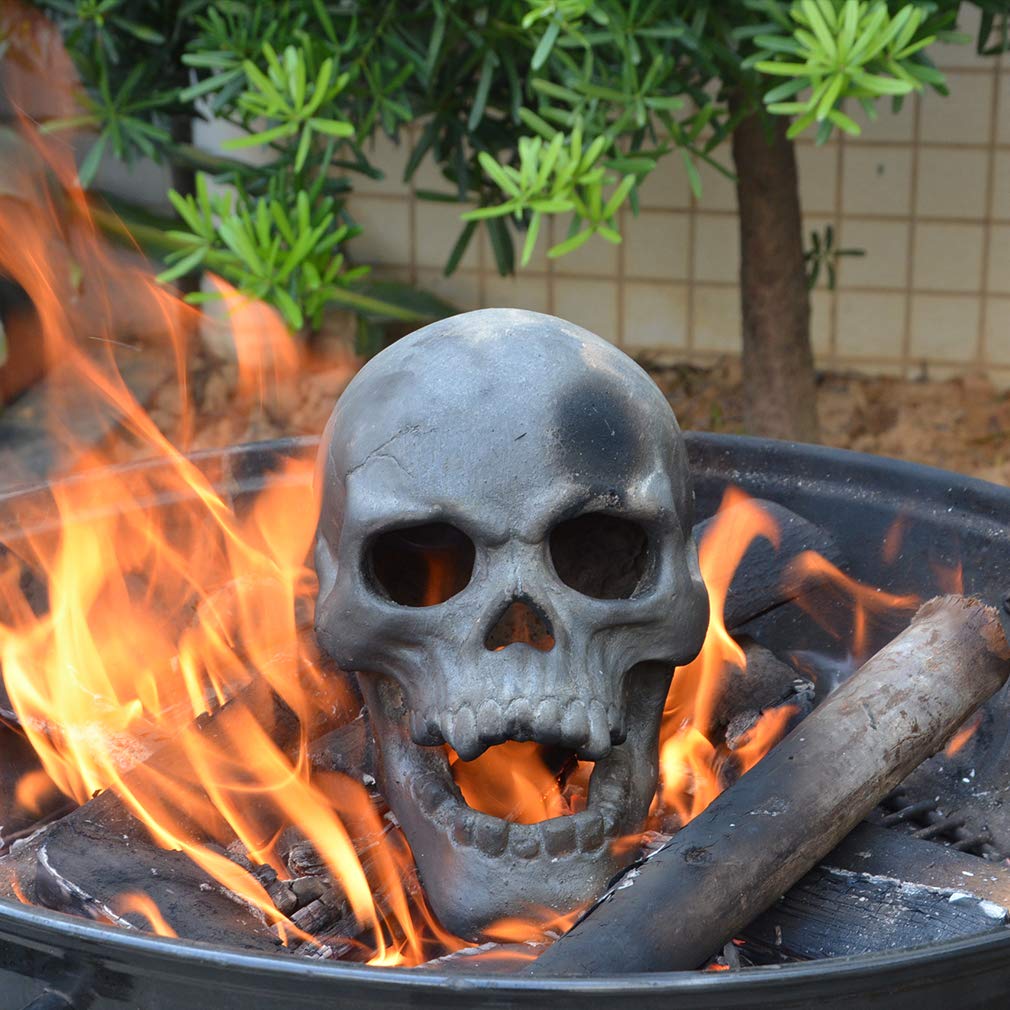 Stanbroil 9-Inch Imitated Human Skull Gas Log for Indoor or Outdoor Fireplaces, Fire Pits Halloween Decor, 1-Pack - Patent Pending