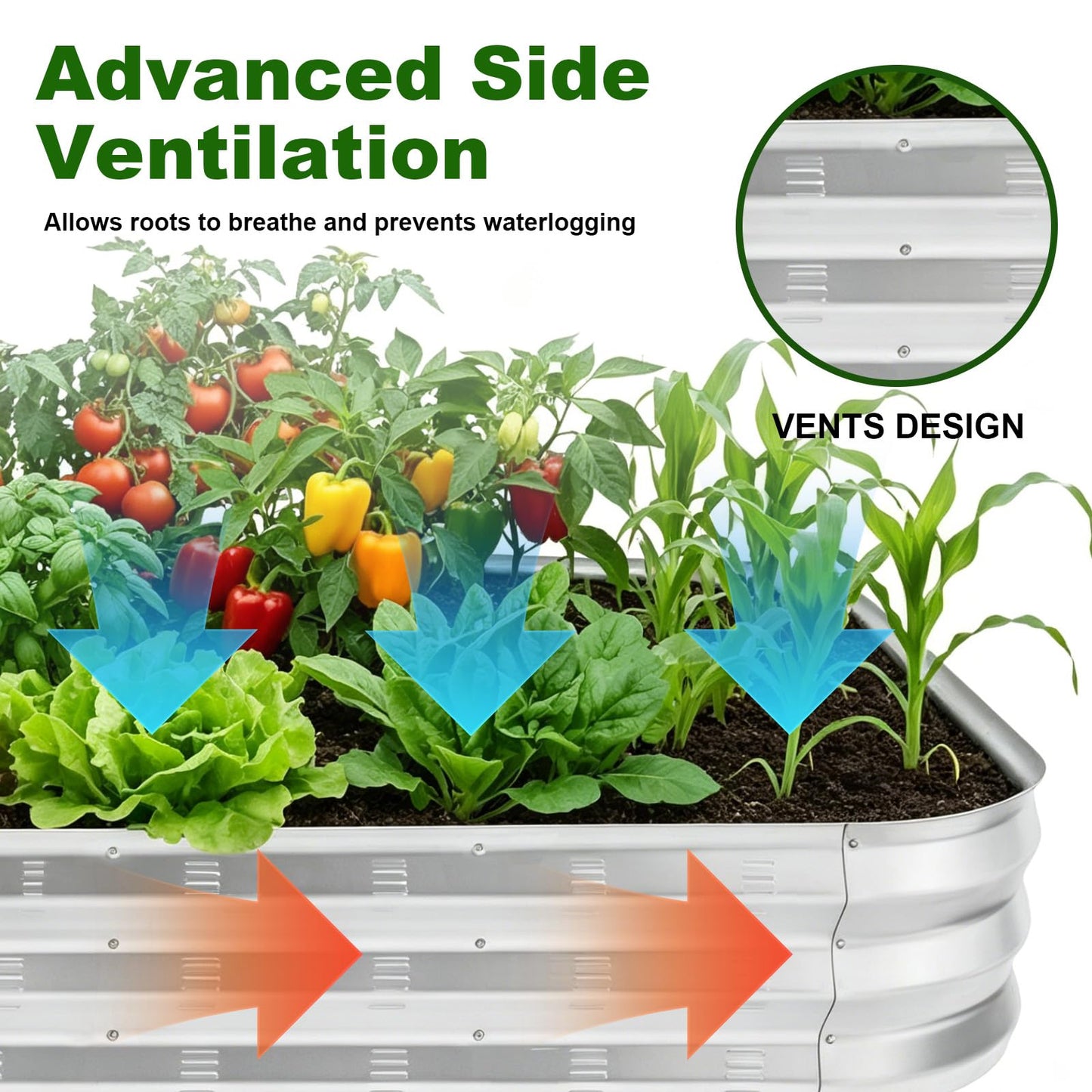 Colorfulbeetle Galvanized Raised Garden Bed Kit, Large Metal Raised Garden Beds for Vegetables, Galvanized Planter Raised Garden Boxes Outdoor (Silver)
