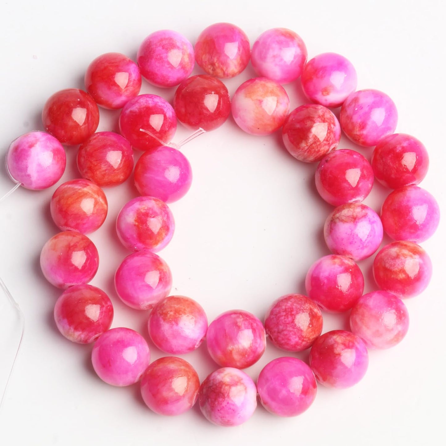 Yochus 60pcs 6mm Rose Red Persian Jade Energy Healing Round Bulk Gemstone Beads for Jewelry Making Bracelet Necklace Earring DIY