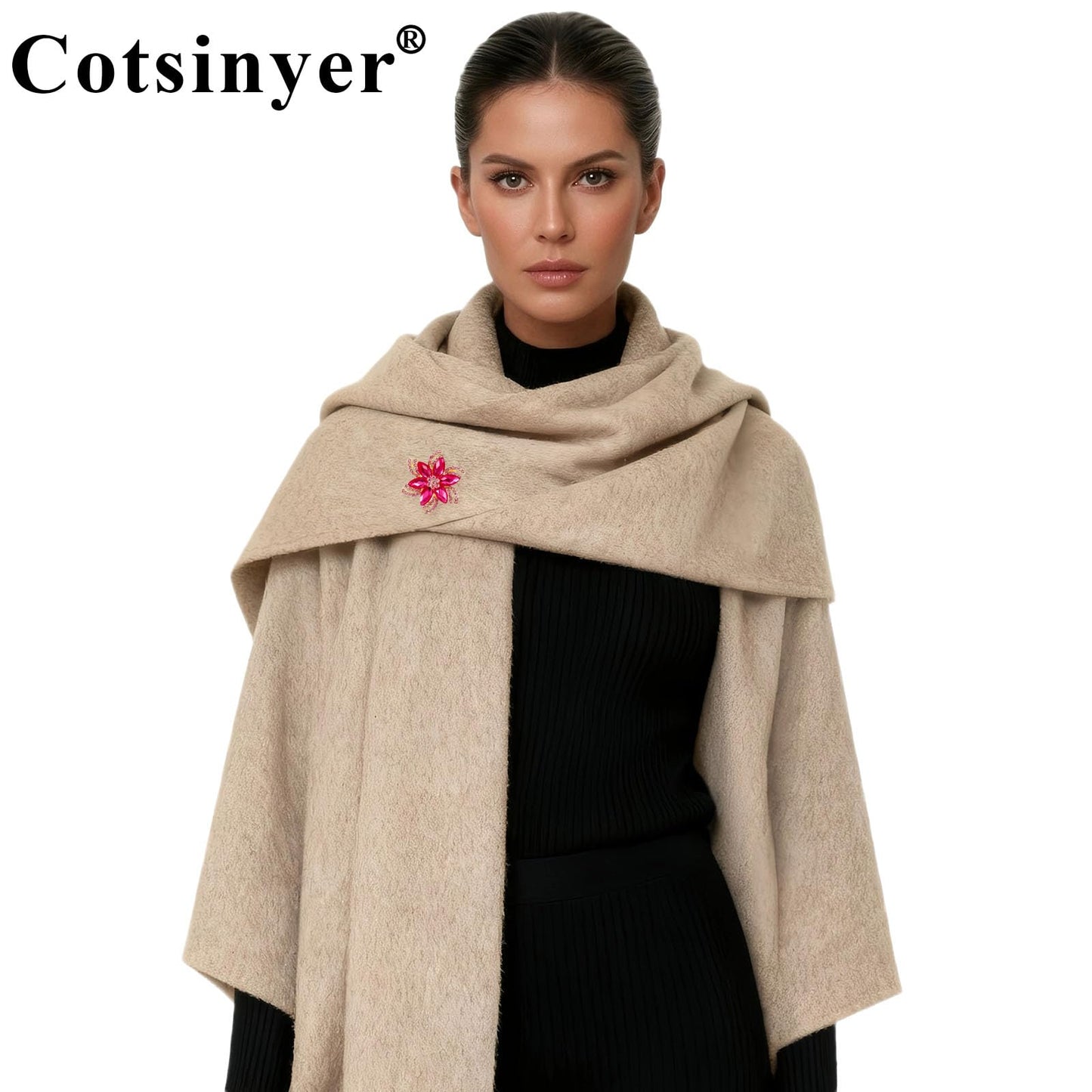 Cotsinyer Flower Brooch for Women - Cute Gold-Toned Pin with Pink Rhinestones & Crystals for Lapel, Hat, and Scarf