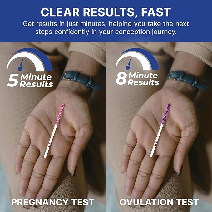 CorDx Ovulation + Early Detection Pregnancy Test Combo, Fertility and hCG Level Tracker Strips for Family Planning, Easy at Home Urine Testing, Clear and Fast Result with Over 99% Accuracy, 70 Tests