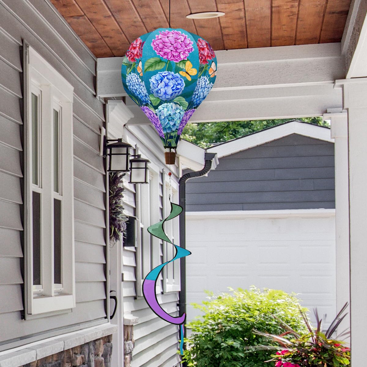 Colorful Hydrangea Spring Hot Air Balloon Wind Twister 54" x 12" Briarwood Lane