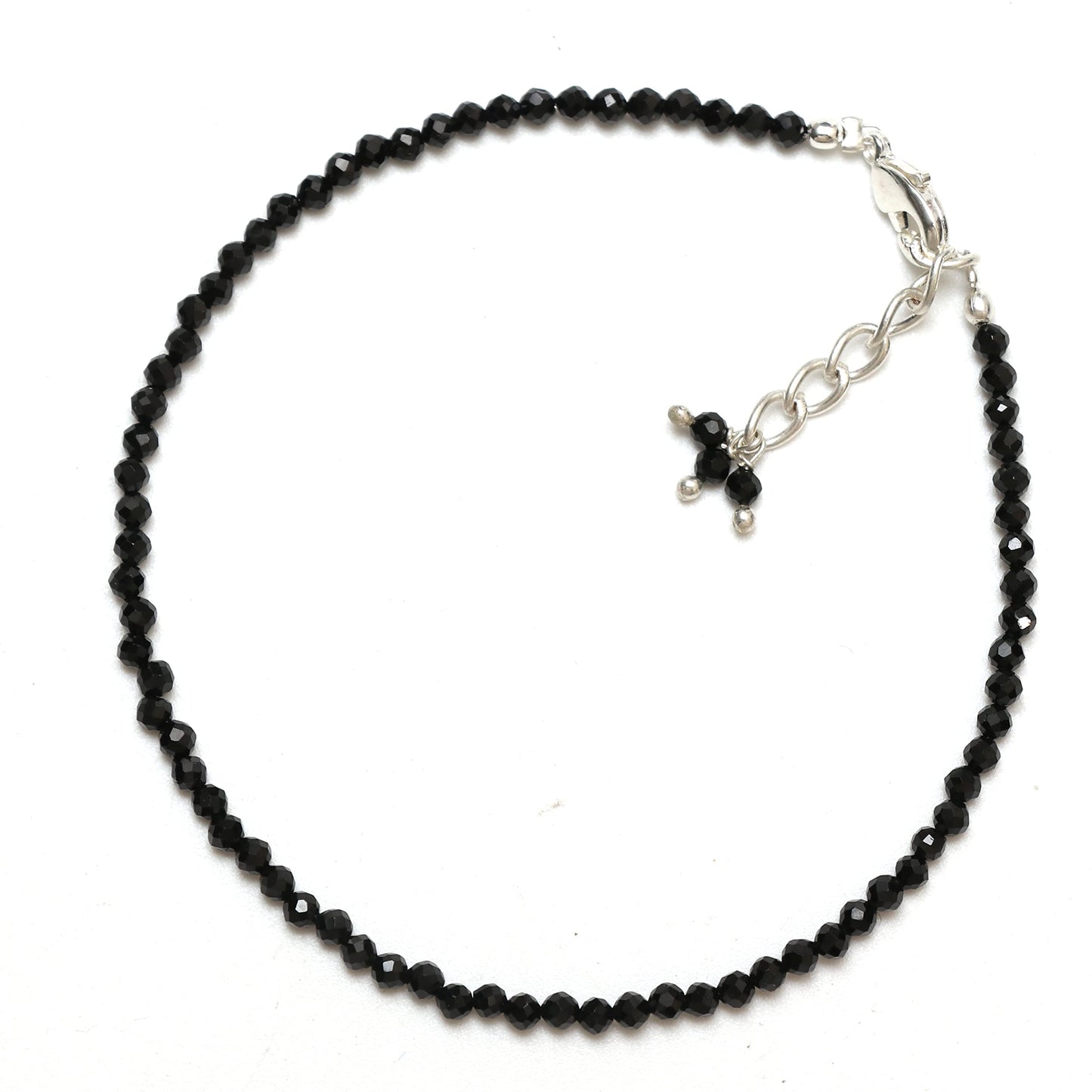 Gempires Black Spinel Dainty Bracelet for Women | Handmade 2.5 mm Faceted Beads | Minimal Stacking Jewelry | Adjustable Lightweight Fit | August Birthstone Gift