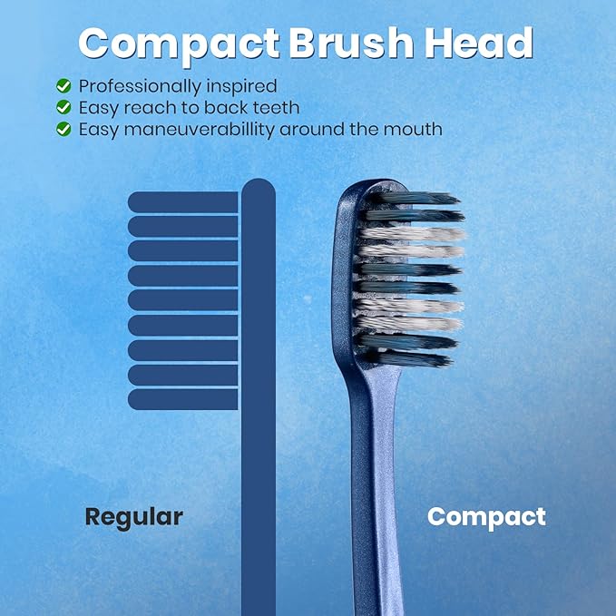 Fregum 8811 Toothbrush Soft Bristle Adult - Dual Bristle Design, Spiral & Medium Soft Bristles, 6 Count