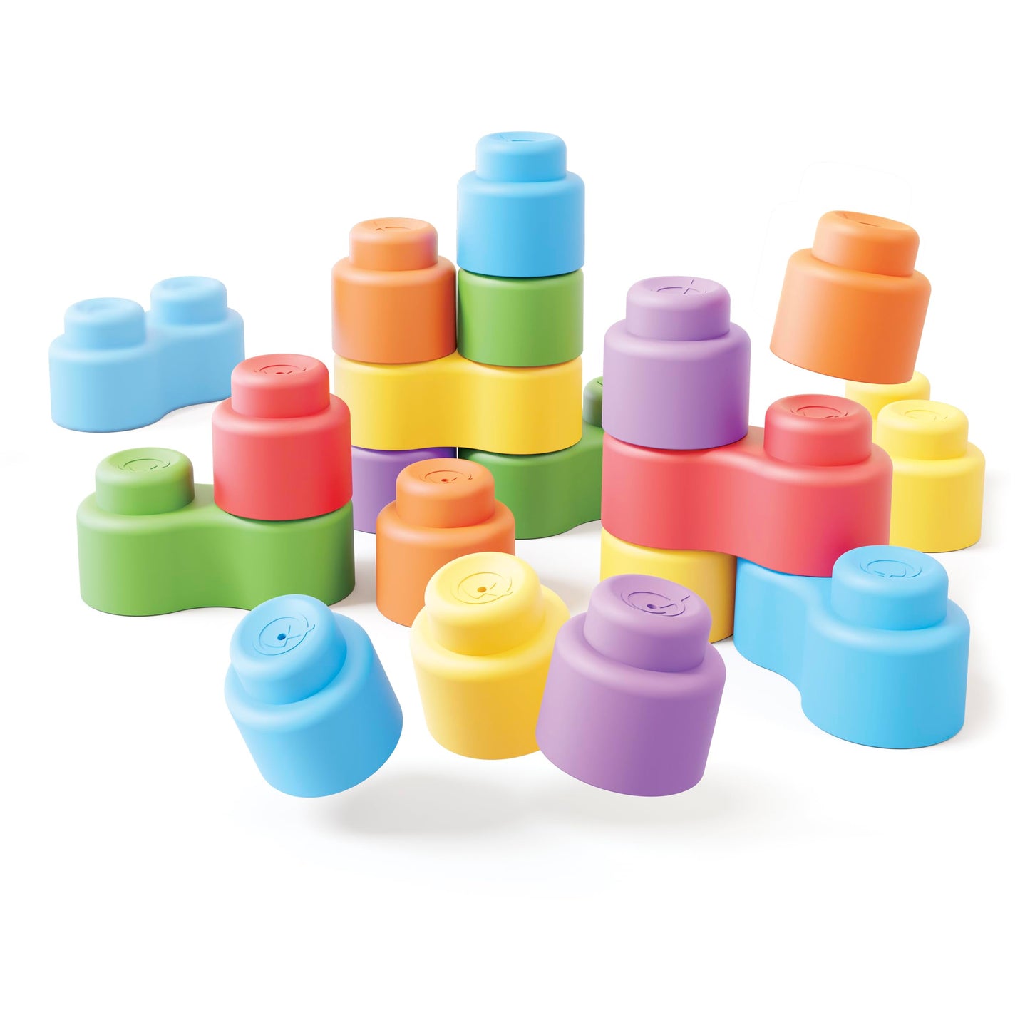 Quercetti: MOMY Soft - 24pc Blocks Set, Colorful Washable Shapes, Sorting & Stacking, Construction Toy, Safe Early Development Play, Baby-Toddler 6mo+