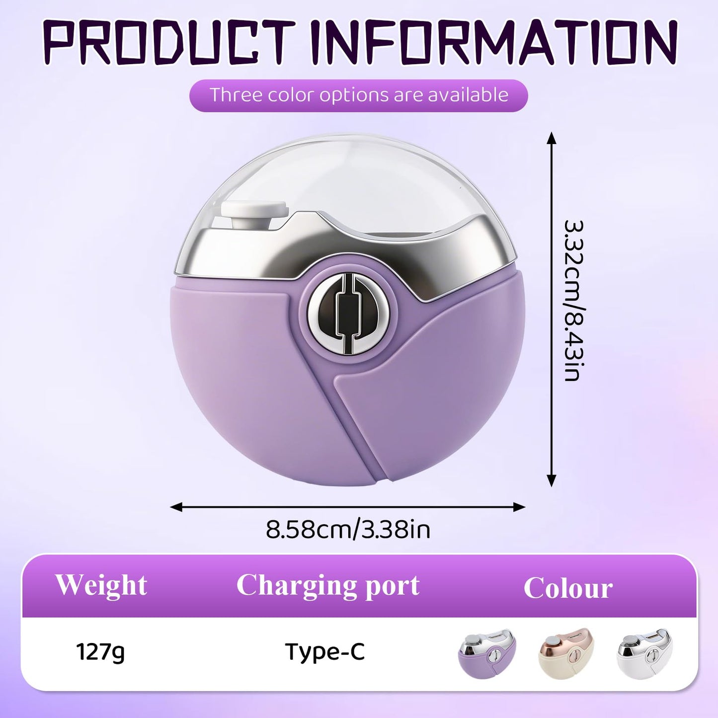Upgraded Electric Nail Clipper, 3-in-1 Automatic Nail Trimmer & Polisher with 2 Speed Settings, for Seniors and Adults, Multi-Functional Nail Care Tool (Purple)