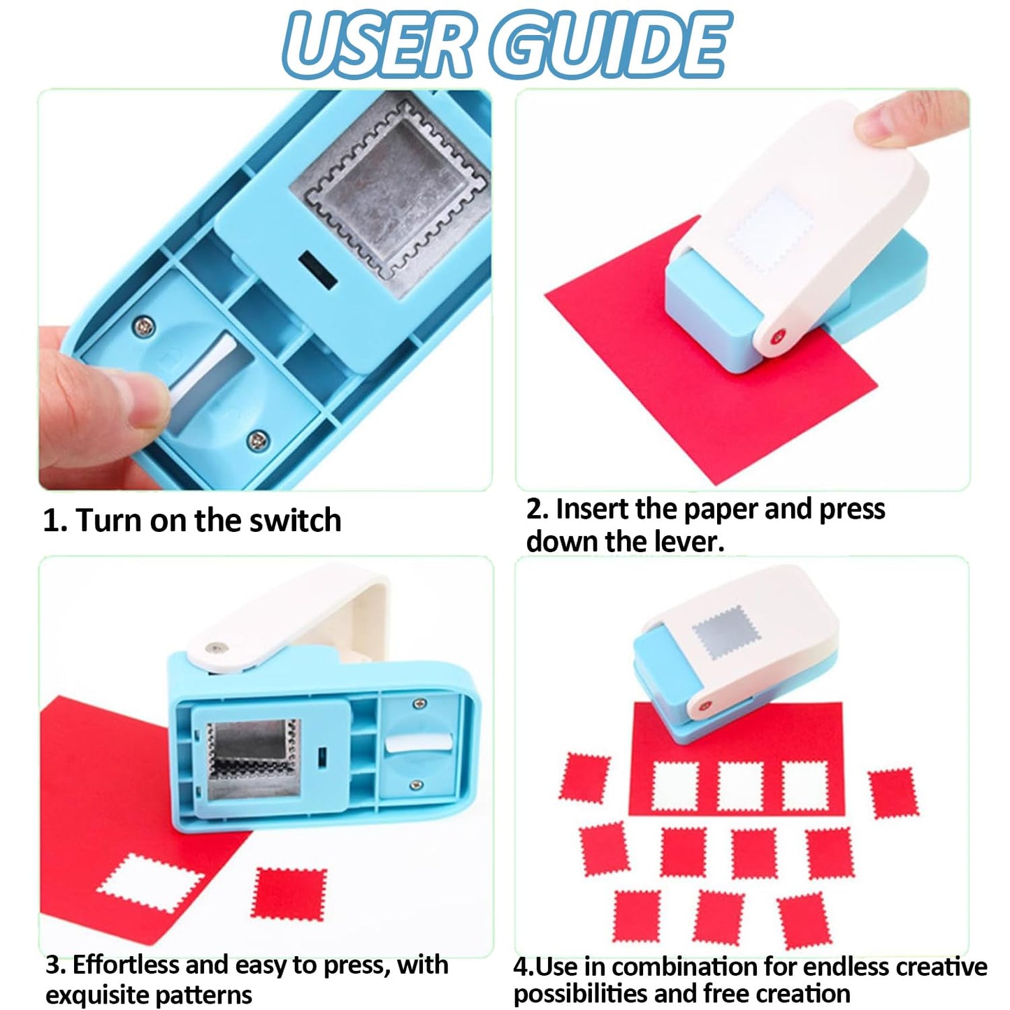 1X0.8inch Rectangular Postage Stamp Puncher, Rectangle Lever Action Stamp Punch for Paper Crafting Scrapbooking, DIY Card Making Arts Crafts Supplies
