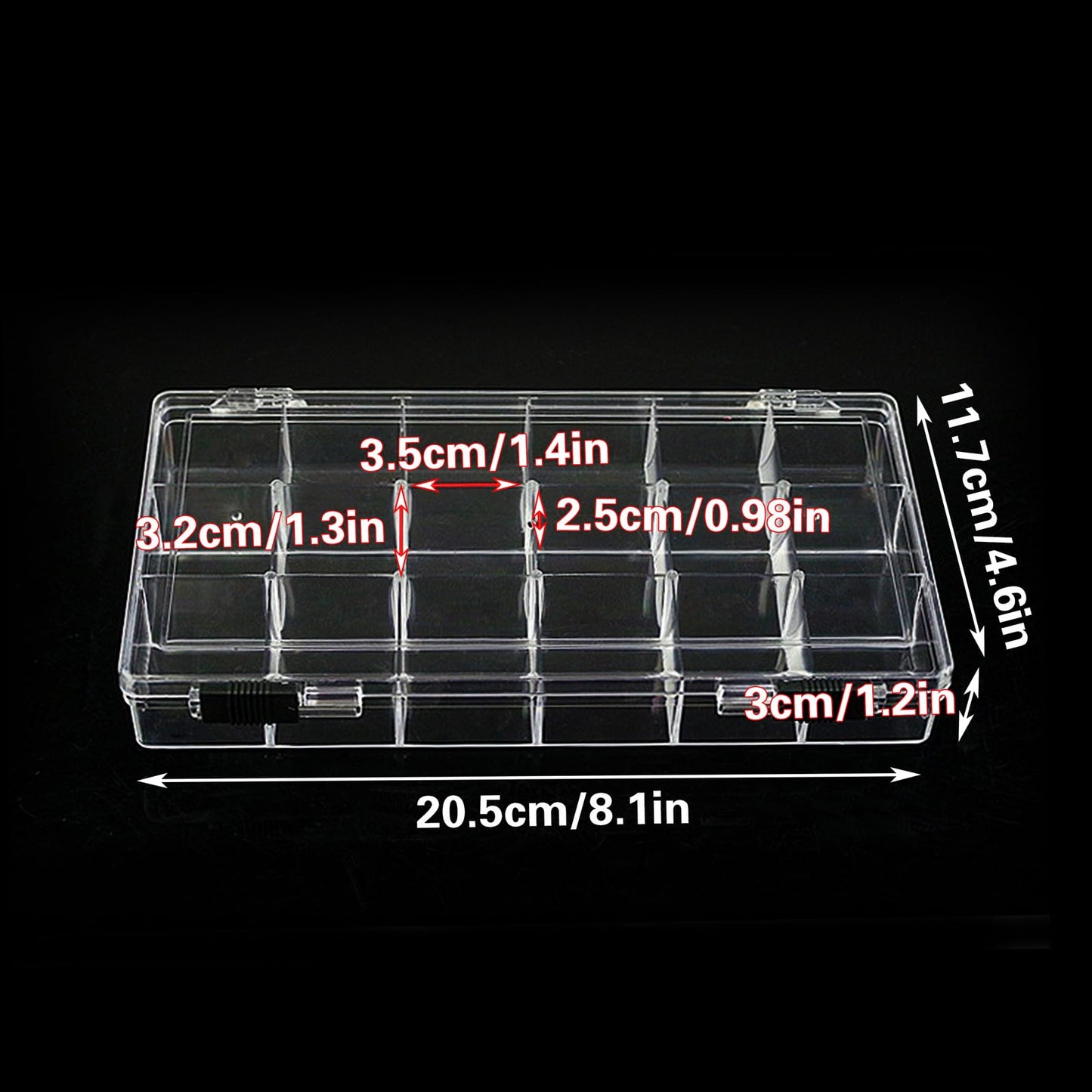 SnowTing 2 Pack 18 Grids Clear Plastic Organizer Box, Multi-grids Fixed Compartment Craft Storage Box for Beads, Fishing Tackles, Jewelry, Art Craft, Gem, Small Items