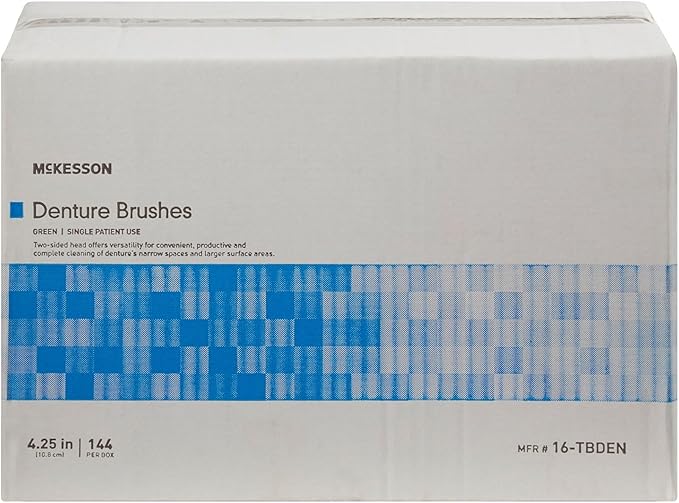 McKesson Denture Brushes 2-Sided Bristle, Green, 144 Count