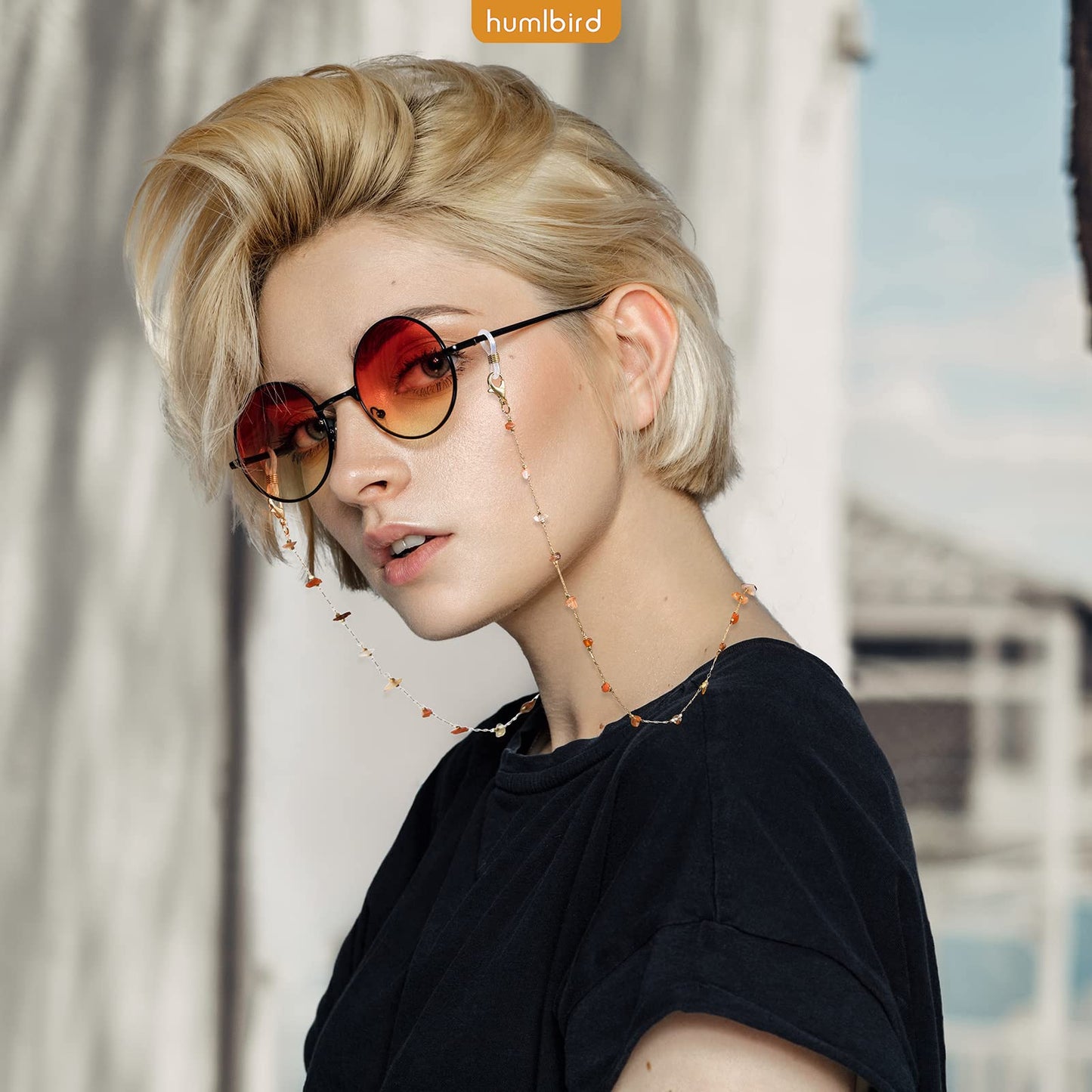 humlbird Eyeglass Chain for Women Stylish Mask Lanyard Natural Crystal Mask Chain Eye Glasses Holder Strap, Agate