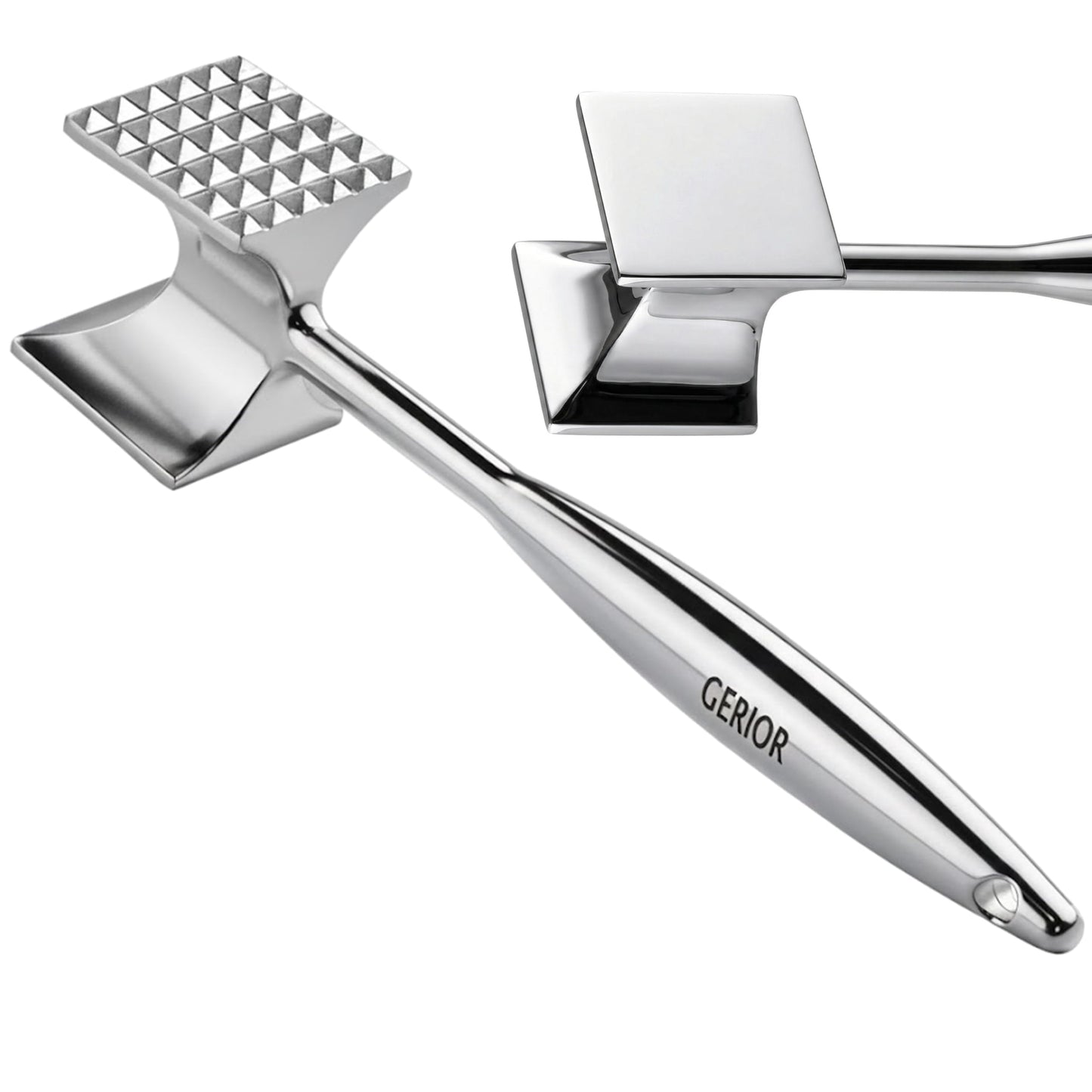 Heavy Duty Meat Tenderizer Tool, Stainless Steel Mallet & Kitchen Hammer Pounder, Mirror Polished Double Sided Tenderizing Mallet for Chicken, Steak & Beef - Dishwasher Safe