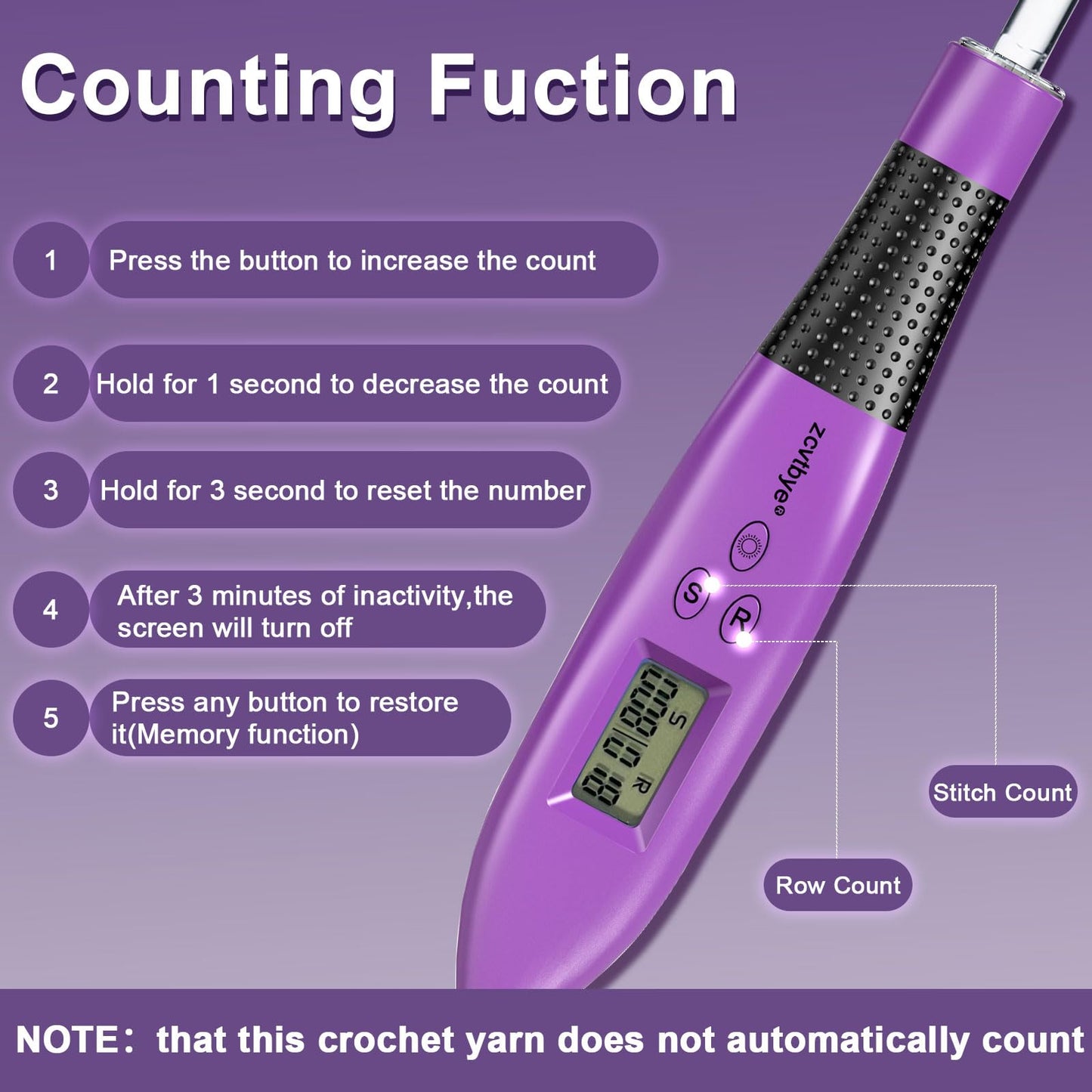 Counting Crochet Hook Set with Light & Counter -18 Size Light up Crochet Hooks - Ergonomic for Arthritic Hands, Digital Stitch & Row Counter - Interchangeable Hooks Kit - Perfect Gift