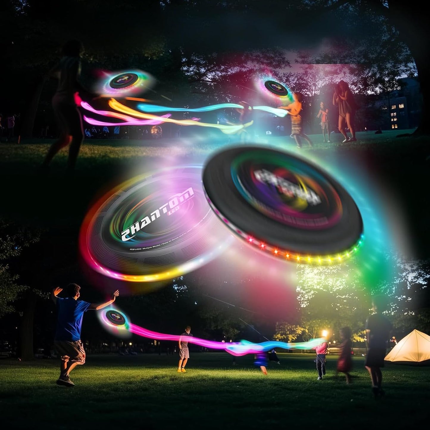StyleBoon Flying Disc with Million LED Colors Total 41 LEDs Powered, 35 Brilliant LED at Edge 13 Lighting Modes Waterproof Flying Ring, Camping for Kids Teens Aduits for Kids, Perfect Ages 6+