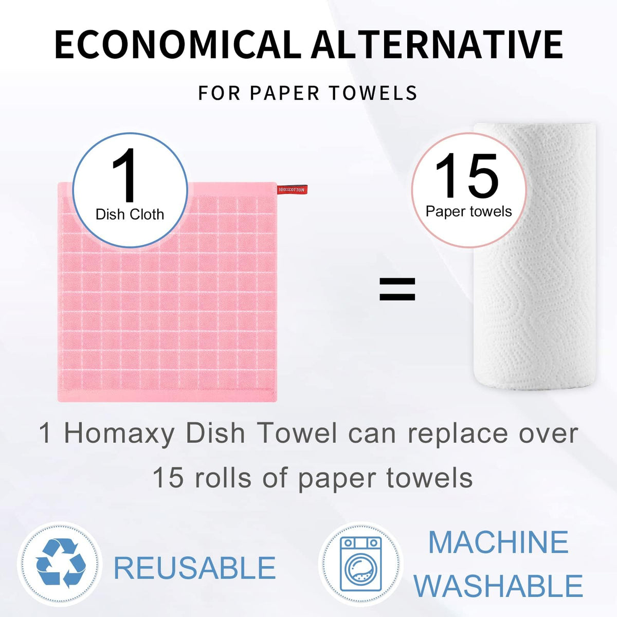 100% Cotton Terry Kitchen Dish Cloths (24 Count)