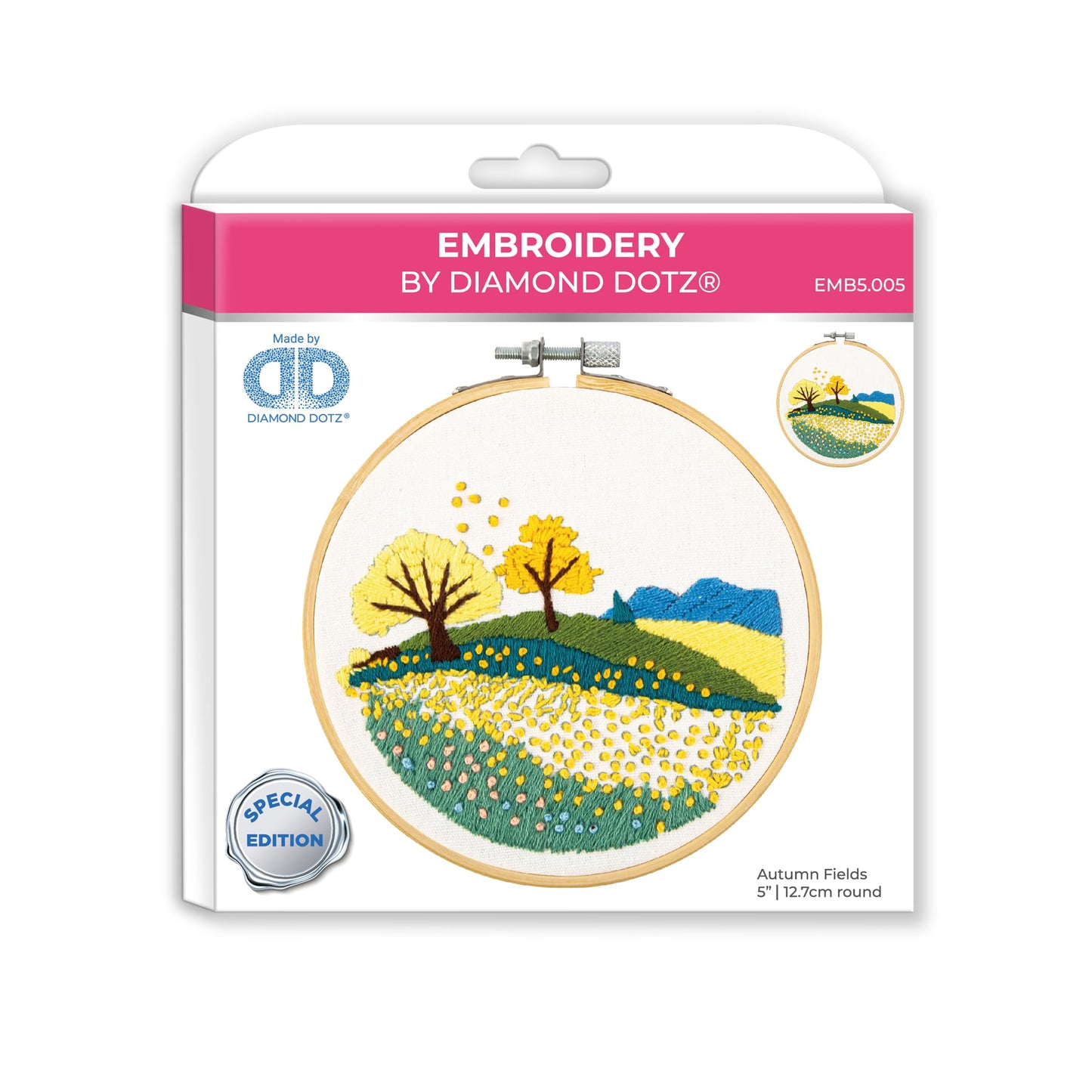 DIAMOND DOTZ Kits - Embroidery Autumn Fields: A Perfect Embroidery Kit for Beginners and Adults to Create Stunning Seasonal Designs with This Easy-to-Use Embroidery Kit
