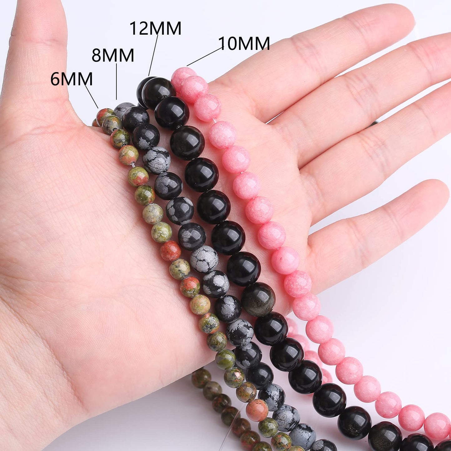 60PCS 6MM Natural Pink Opal Stone Beads for Jewelry Making DIY Energy Stone Healing Power Bracelet 15"