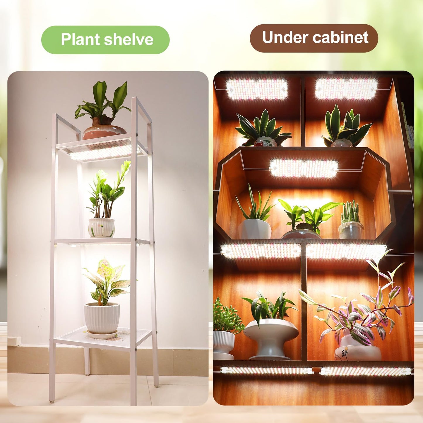 5Pack 2026 Ultra-Thin Panel Grow Lights for Seed Starting, Vegetables, Greenhouse & Under Cabinet & Shelf Plants with Timer 4/8/12/16/20H, Free Connect Full Spectrum Indoor LED Plant Growing Lamps
