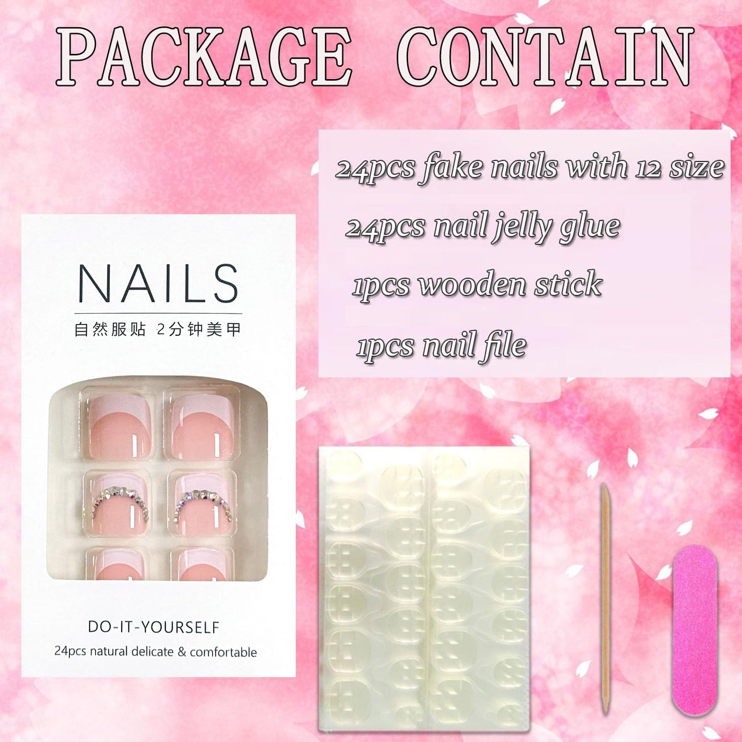 FIEONCIY Press on Toenails with Designs Acrylic Fake Nails for Toe Artificial False Nails with Charms Press on Toe Nails for Spring Summer Stick on Toenails for Women Girls(WSJ2546)