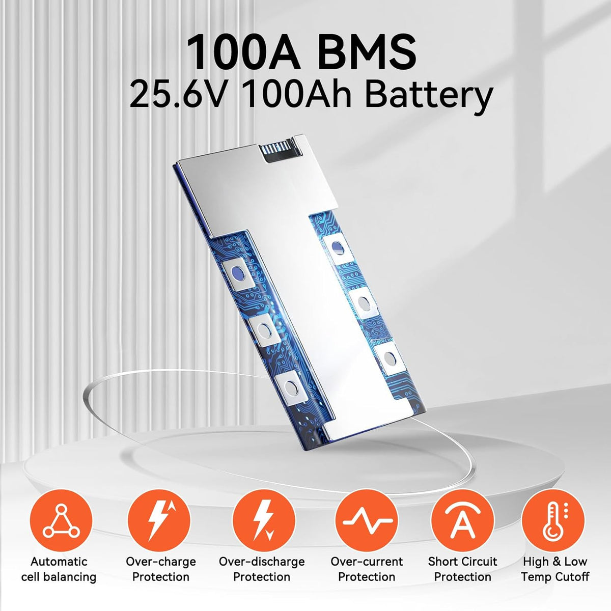 Lithium Battery 24V 100Ah LiFePO4 Batterys, Built-in 100A BMS with Low-Temp, 15000+ Deep Cycles, 2560Wh Lithium Iron Phosphate Battery, for RV Solar Energy Off Grid Trolling Motor