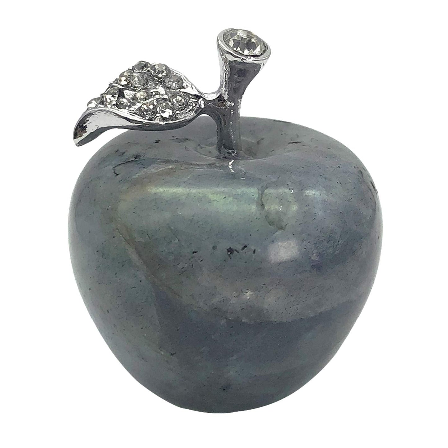Neyisaa Grey Labradorite Crystal Apple Decor, Healing Crystals Pocket Stone Fruit Figurine Craft Home Decoration 30mm