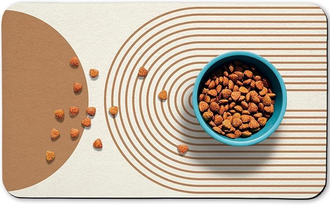 Dog Food Mats,Cat Absorbent Water Bowl Feeding Mats Pet Placemats for Food and Water Brown Bohemia 16 * 24 inch