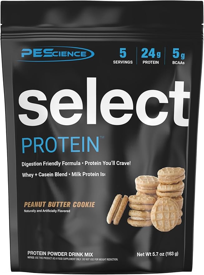 PEScience Select Low Carb Protein Powder, Peanut Butter Cookie, 5 Serving, Whey and Casein Blend, Keto Friendly, Gluten Free, Best Tasting, Clean Isolate for Women and Men