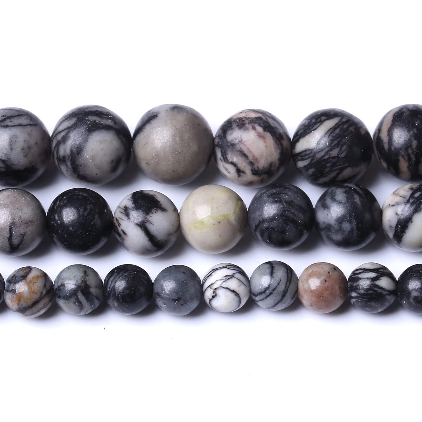 60PCS 6MM Natural Black net Work Beads Round Loose Stone Beads for Jewelry Making DIY Energy Stone Healing Power Bracelet 15"