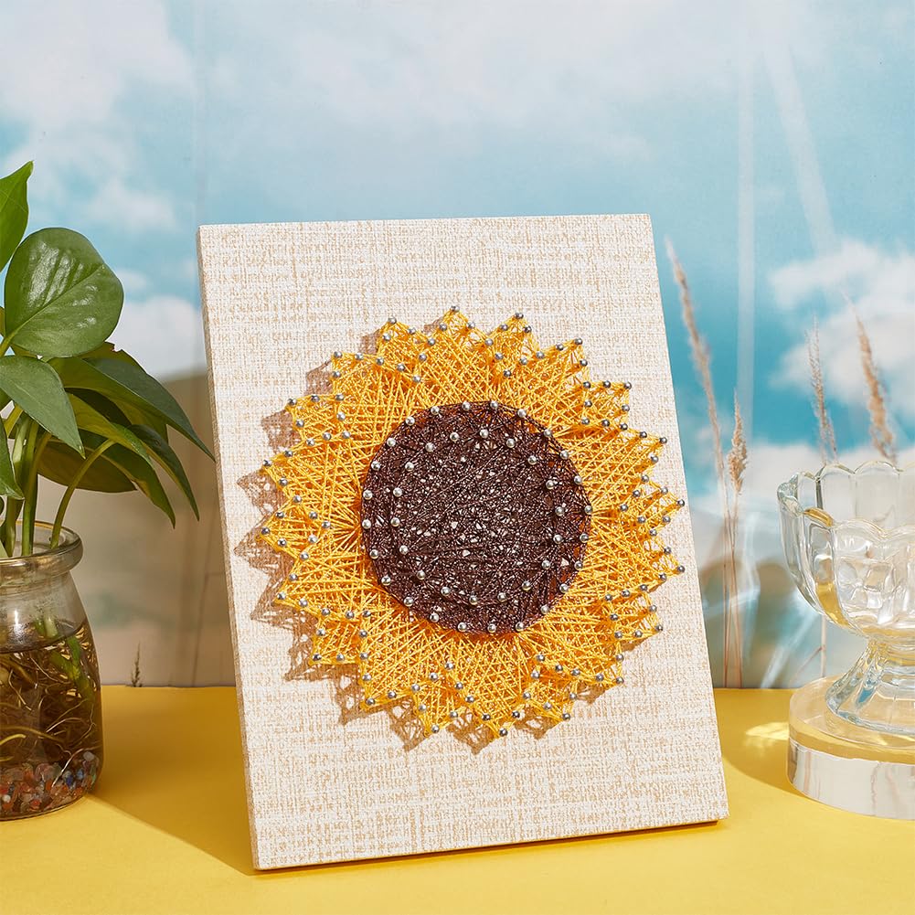 WEBEEDY DIY String Art Kit Craft for Beginners Sunflower Nail String Art Supplies DIY Poke Arts Craft Projects Winding Drawing Package Set Christmas Unique Wall Decor Gift
