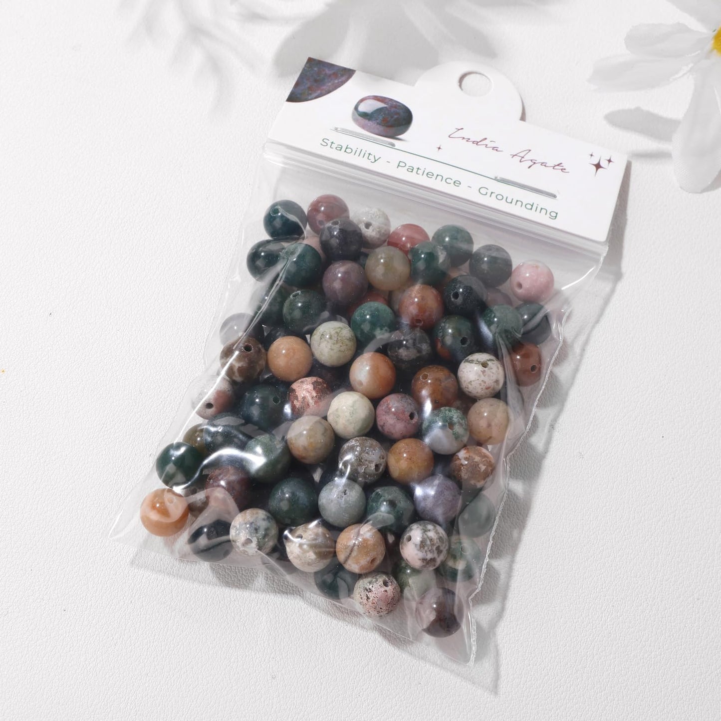 Raicegs 100pcs 8mm India Agate Beads Natural Gemstone Beads Round Loose Beads for Jewelry Making DIY Bracelets Necklace