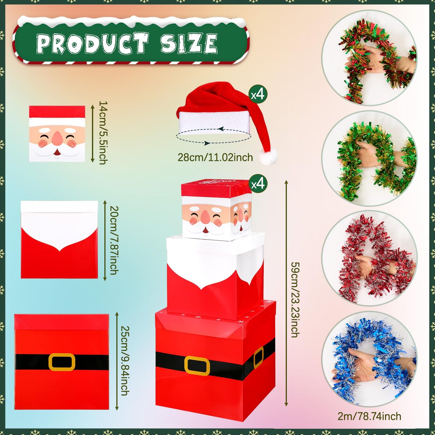 Gersoniel 12 Set Christmas Stacking Boxes Christmas Nesting Gift Box with Hats Santa Claus Snowman Stackable Boxes with Lids Xmas Decorative Present Box for Party Supplies Decor