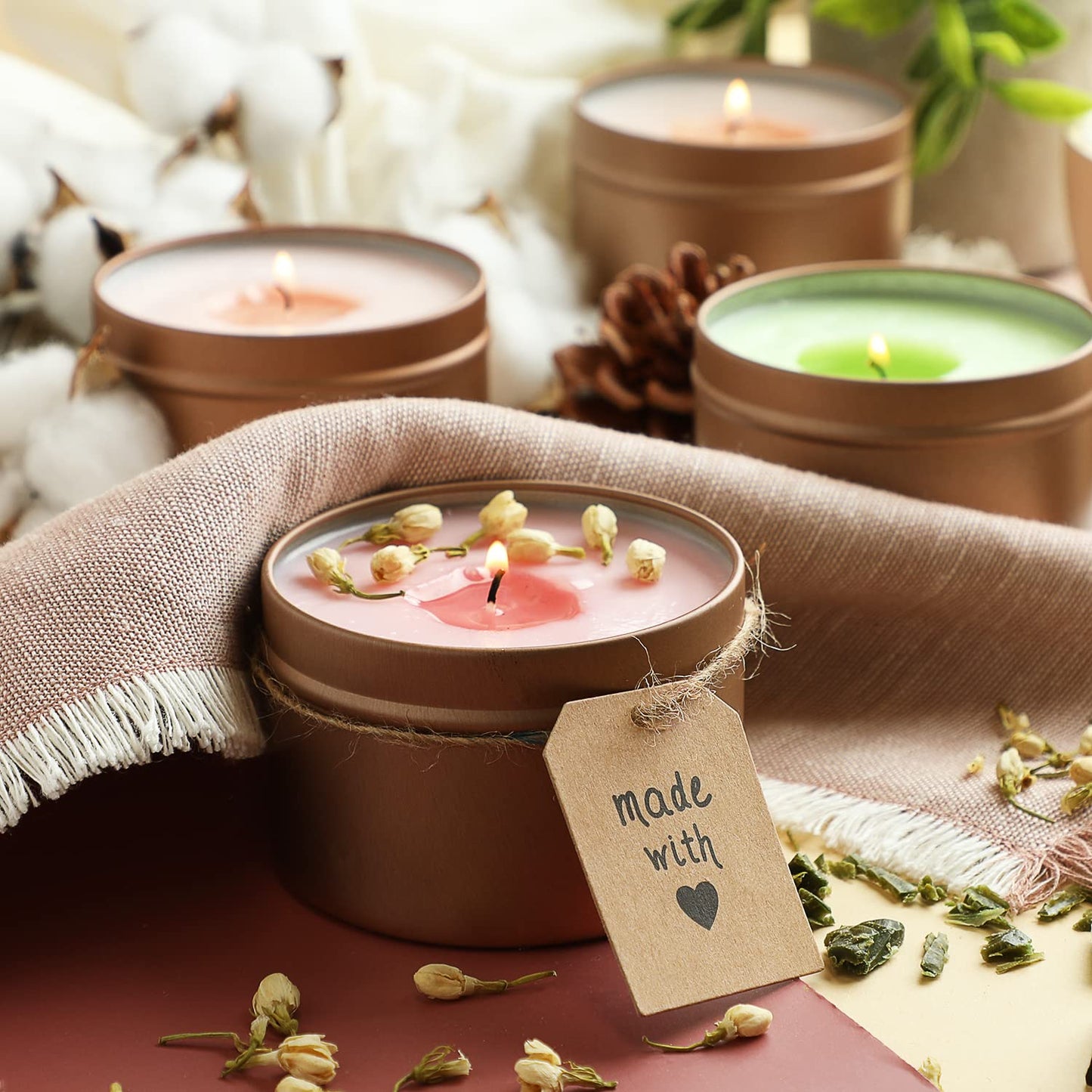 Hearth & Harbor Organic Soy Candle Making Kit for Adults, DIY Crafts, Complete Candle Making Supplies Include Natural Soy Wax, Tins, Scents, Dyes, Wicks & More – Gift Idea, Perfect Home Decor – 2 Lbs