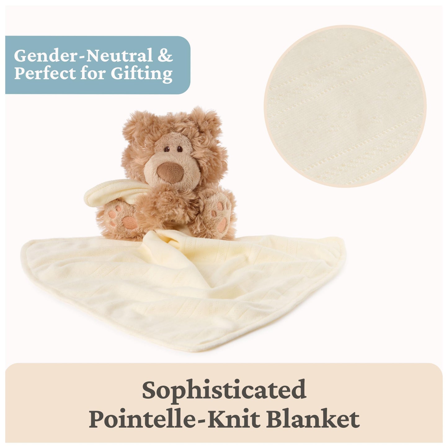 GUND Baby Philbin Plush Lovey, Teddy Bear with Baby Blanket, Stuffed Animal Sensory Toy, Brown, 14”