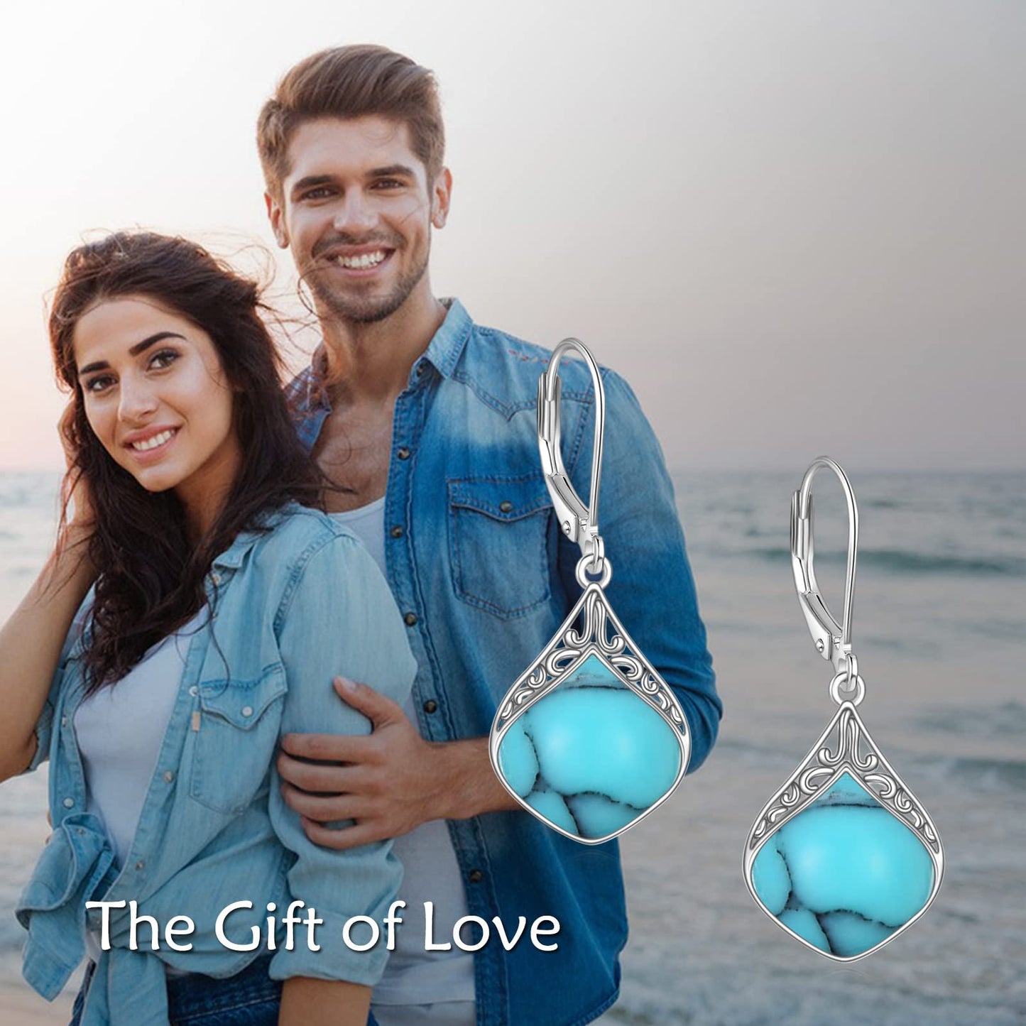 Teardrop Earrings Sterling Silver Turquoise Filigree Irish Celtic Teardrop Drop Earrings Jewelry Gifts For Women