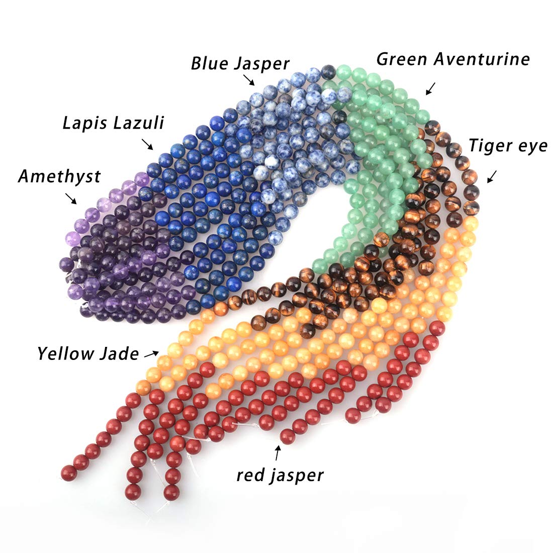 ICAI Beads 10mm Natural Colorful Stone Round Loose Stone Beads for Jewelry Making DIY Crafts Design 1 Strand 15" APPR.42pcs.