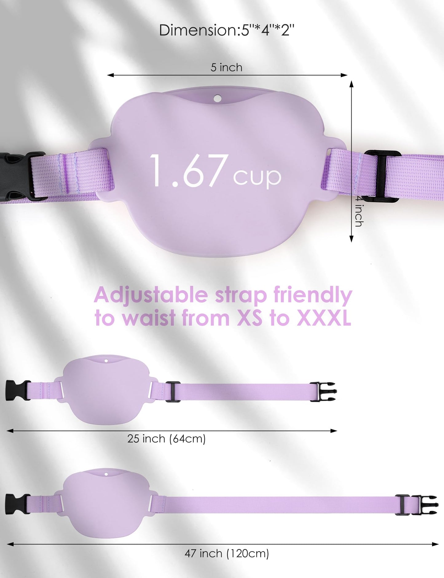 heouvo Dog Treat Pouch with Training Clicker, Upgrade Stronger Magnetic Closure to Avoid Spilling, 1.67 Cup Silicone Treat Bag Fanny Pack with Waist Belt for Pet Training Walking (Violet)