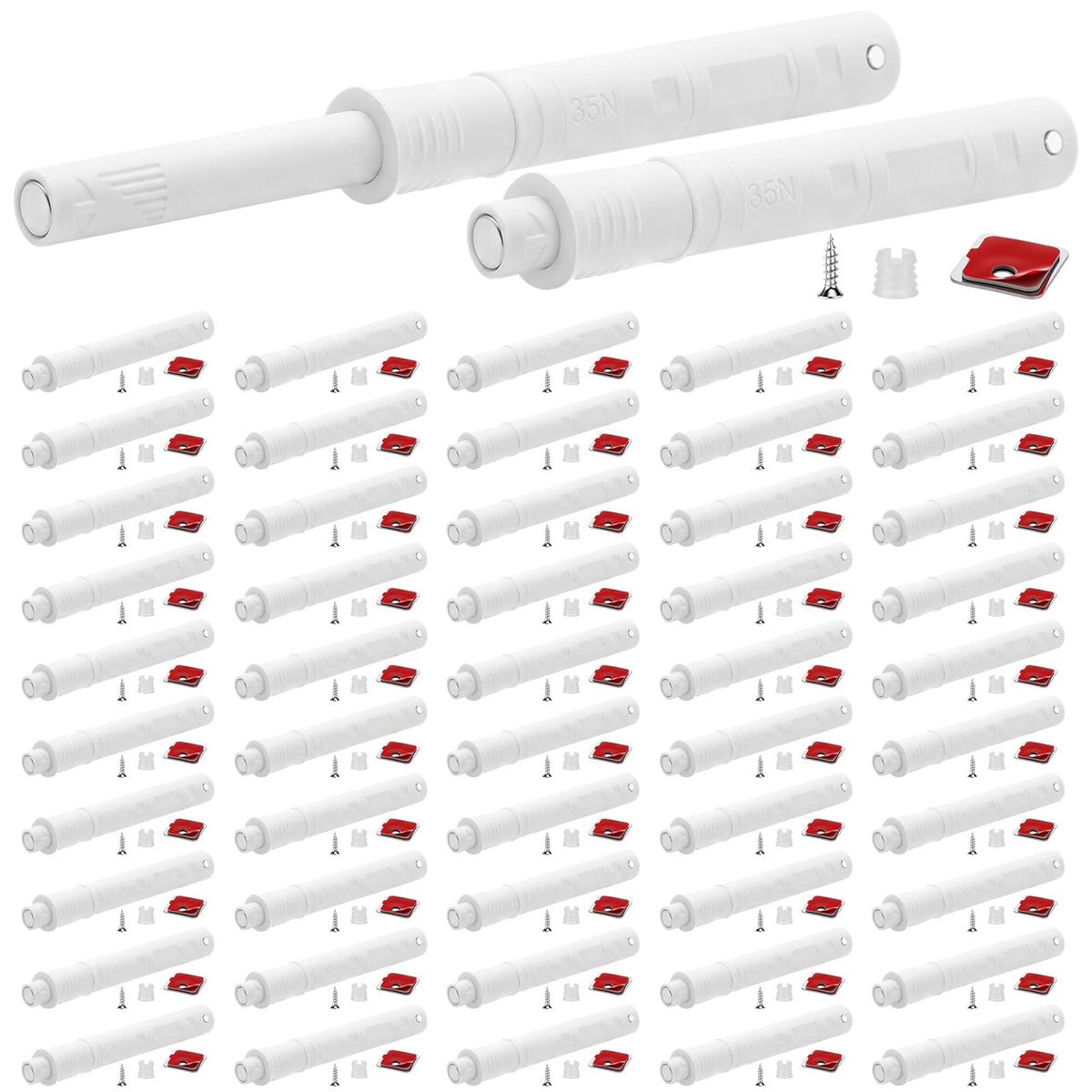 50 Pack Magnetic Push Latches for Cabinet Door Long Push to Open Cabinet Hardware Pop up Lock Magnetic Latch for Closet Cupboard Wine Rack Dresser Drawer (50 Count)