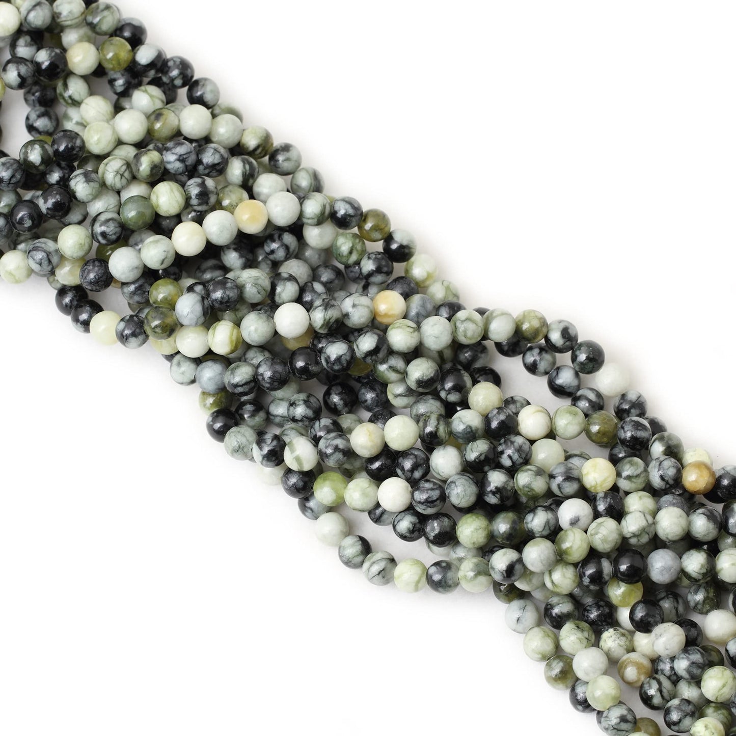CHEAVIAN 60PCS 6mm Natural Green Vine Jasper Round Loose Beads for Jewelry Making 1 Strand 15"