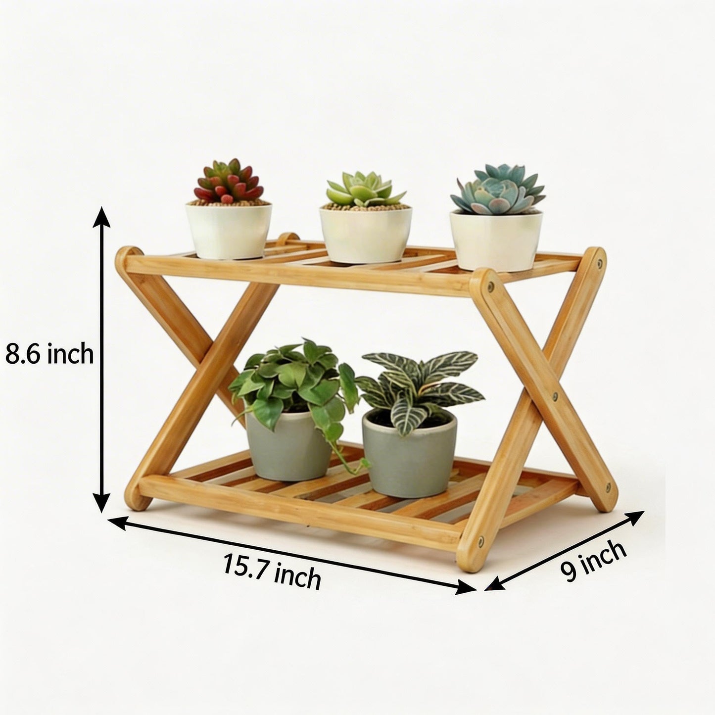 DCAEKUX windowsill plant shelf Indoor 2 Tiers Desktop plant stand Wood Display Stand for cacti & succulent plants Spice Rack Countertop Cupcake