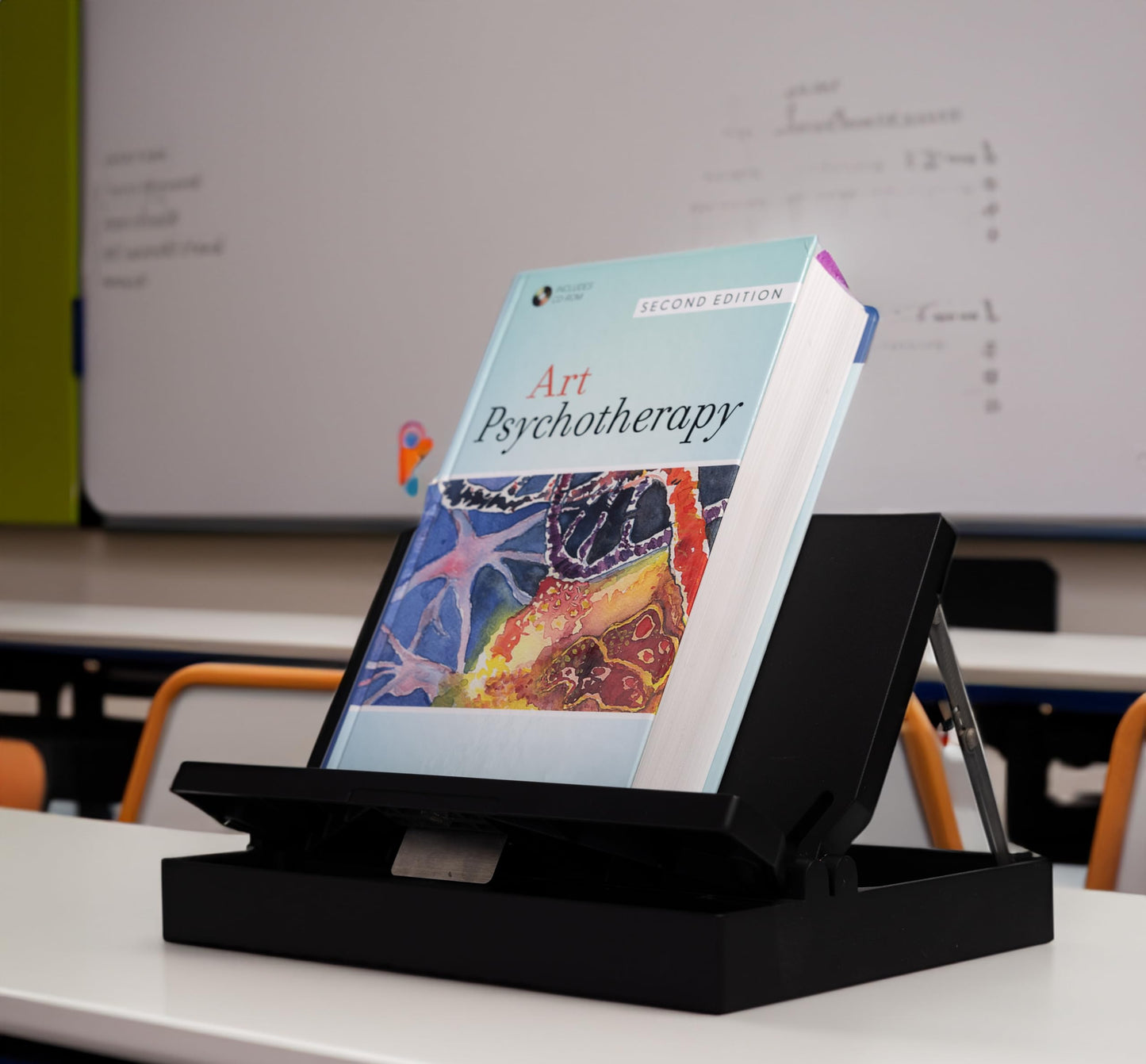 Textbook Caddy Book Stand with Storage — Adjustable Reading Stand for College Students, Portable Foldable Desk Book Holder for Textbooks, Tablets & Cookbooks, Ergonomic 60° Angle, Lightweight 1.6 lb