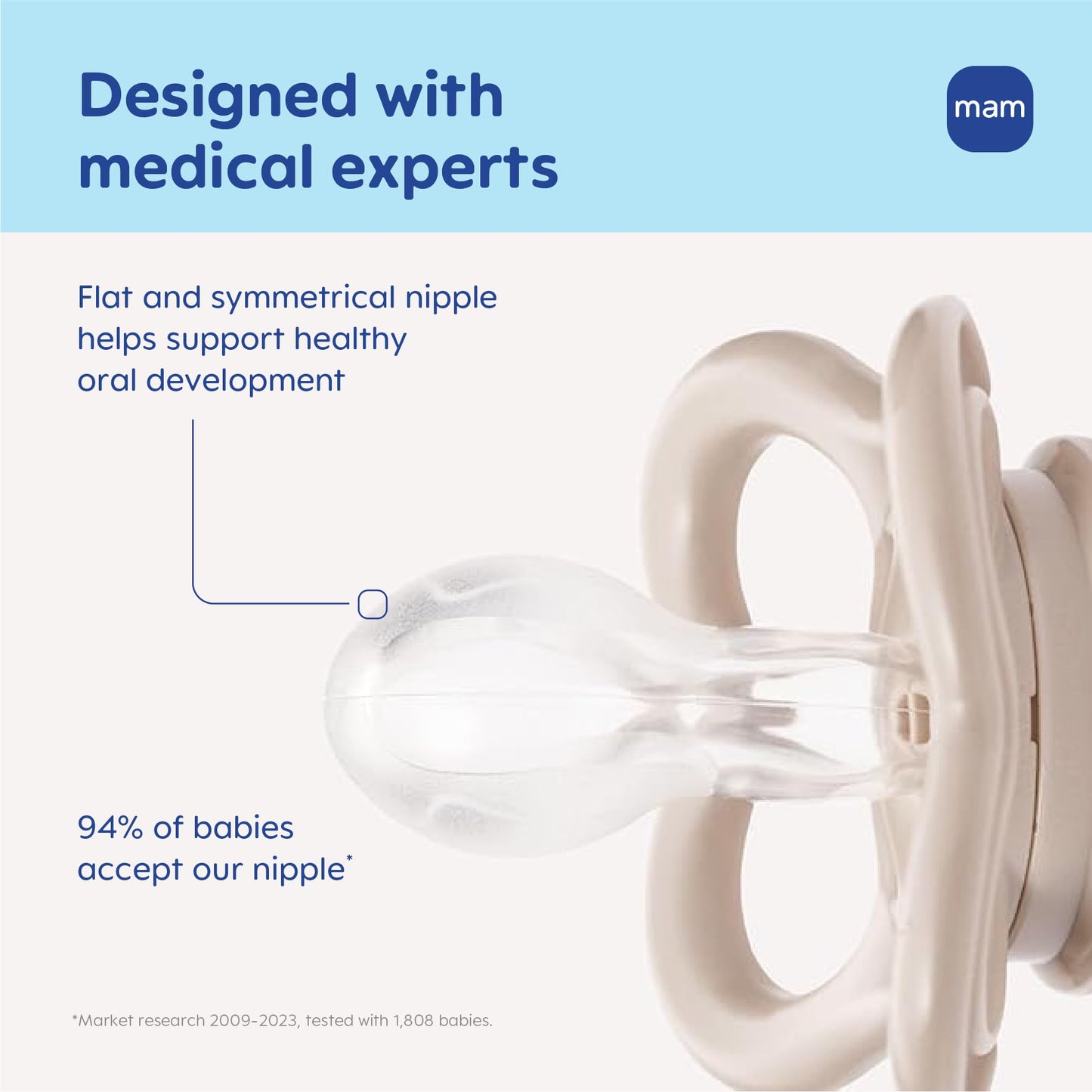 MAM Air Pacifier for Babies 16+ Months, Extra Air Flow for Sensitive Skin, Developed with Medical Experts, BPA-Free Skin Soft Silicone, 4 Count, Made in Europe