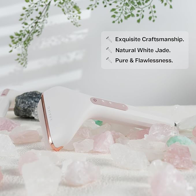 Aurora-X Handheld Gua Sha Device, White Jade Neck Face Massager with Thermal, Vibration and Acupressure Tail, for Face Sculpting Anti-Aging and Relaxation at Home